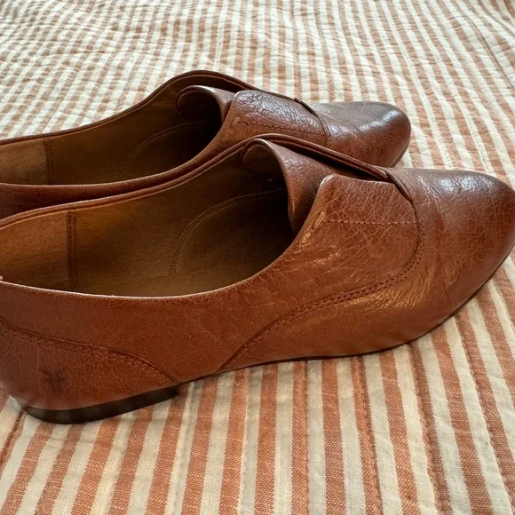 FRYE WOMENS SLIP ON SHOES 8 COMFORT RUBBER SOLE LOAFERS BROWN LEATHER - Picture 5 of 6